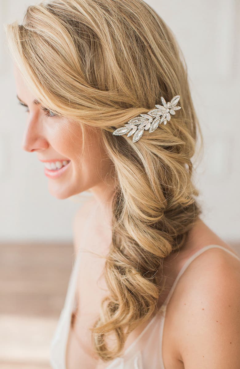 Brides & Hairpins Michal Opal & Crystal Hair Clip, Alternate, color, Silver