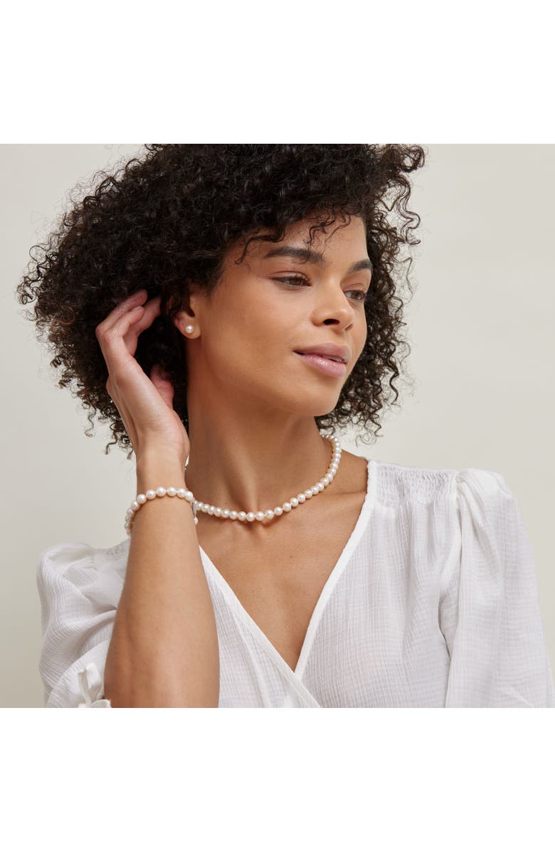 The Pearl Source Freshwater Pearl Necklace 7-7.5mm, Alternate, color, Sterling S (W) - Finesse Clasp