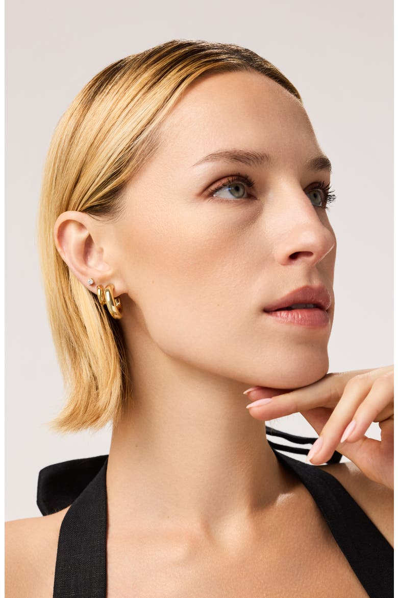 Giulia Huggie Hoop Earrings, Alternate, color, GOLD