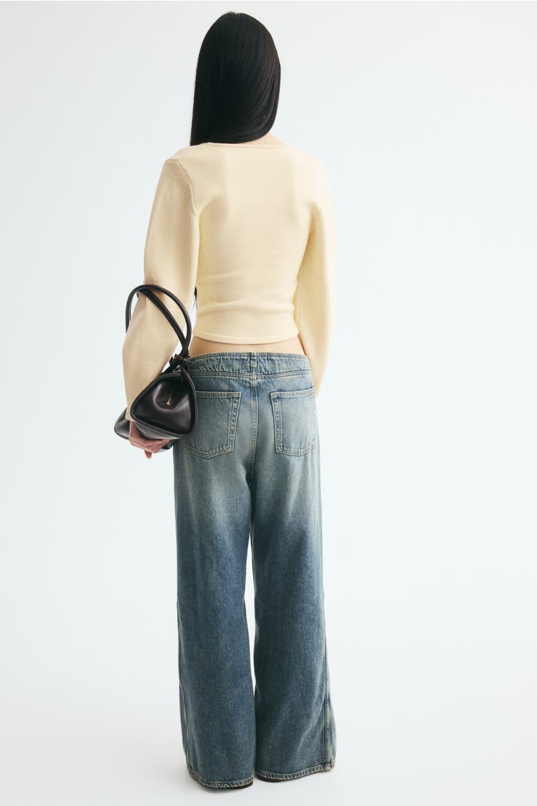 Fine-knit V-neck Sweater, Alternate, color, Light yellow