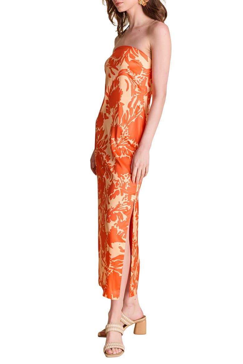 Print Strapless Maxi Dress, Alternate, color, ORANGE