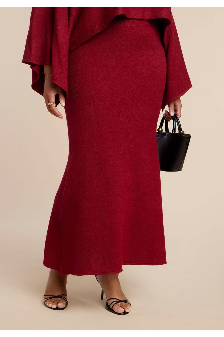 Sweater Maxi Skirt, Alternate, color, RUMBA RED