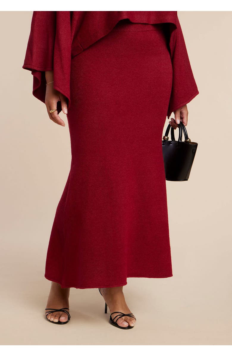 ELOQUII Sweater Maxi Skirt, Alternate, color, Rumba Red