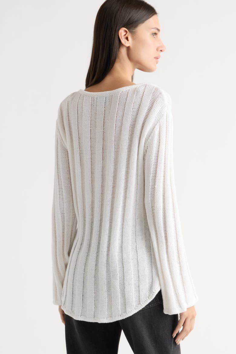 Leah Ribbed Scoop-Neck Sweater, Alternate, color, White