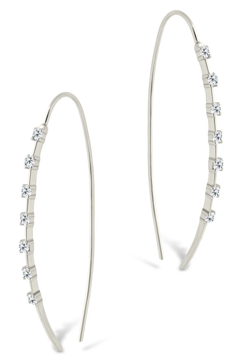 Annalise Cubic Zirconia Studded Threader Earrings, Alternate, color, SILVER