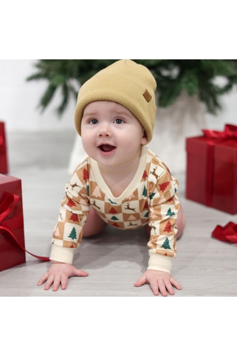 Cabin Christmas Long Sleeve Romper, Alternate, color, Natural