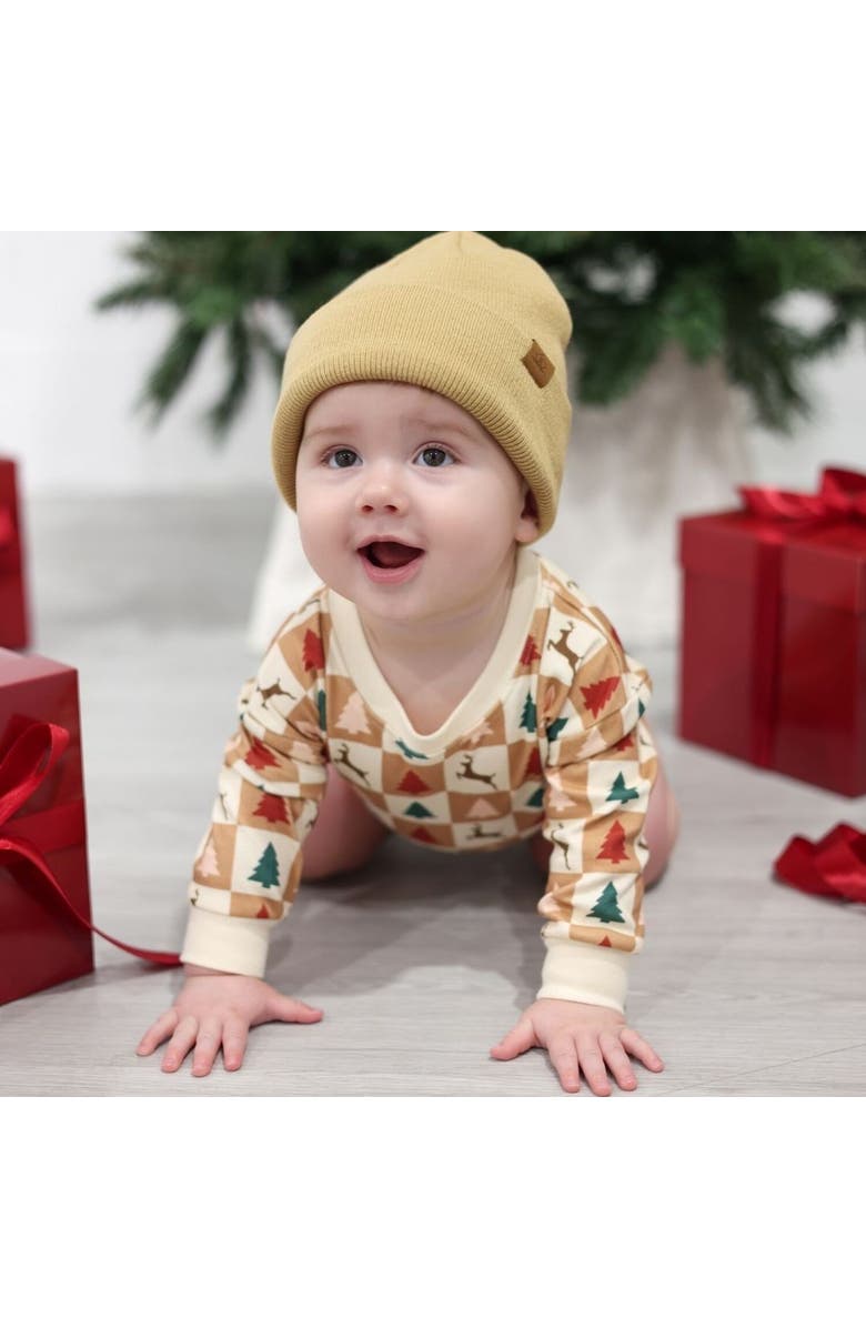 Sweet Wink Cabin Christmas Long Sleeve Romper, Alternate, color, Natural