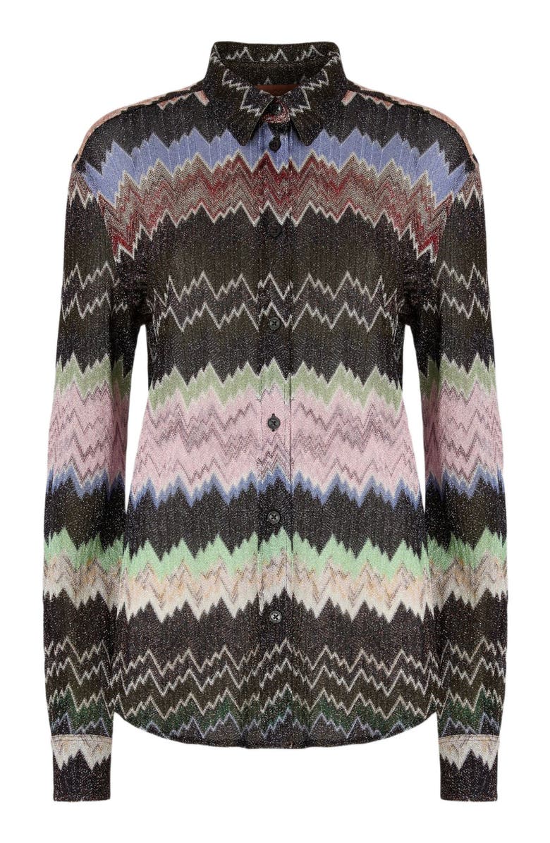Missoni Snake-pattern Viscose Lamé Shirt, Alternate, color, Green& Brown