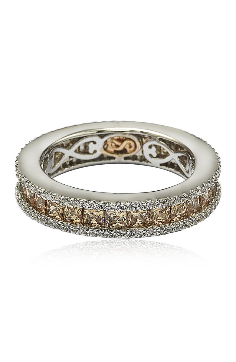 SUZY LEVIAN Brown & White CZ Band Ring, Alternate, color, Brown
