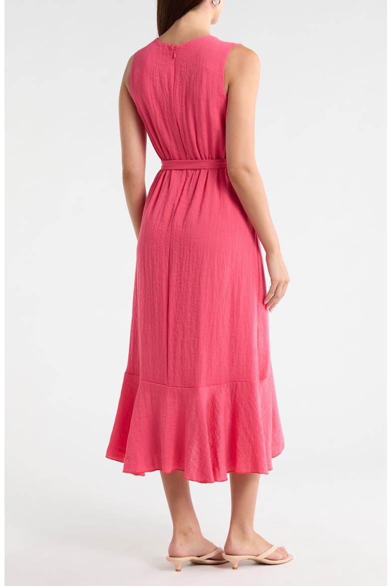 Sleeveless Faux Wrap Dress, Alternate, color, WATERMELON