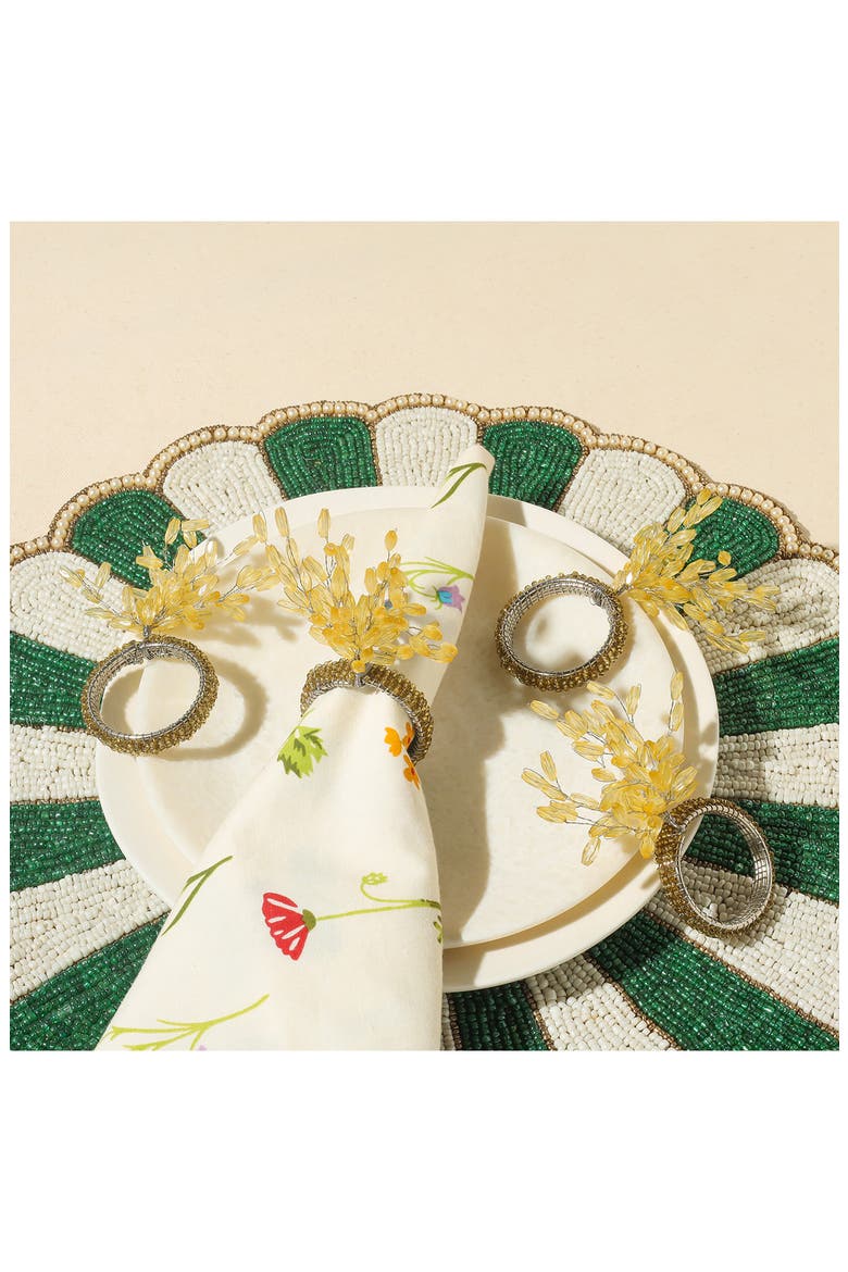 Floraison Gilded Set of 4 Napkin Rings, Alternate, color, YELLOW