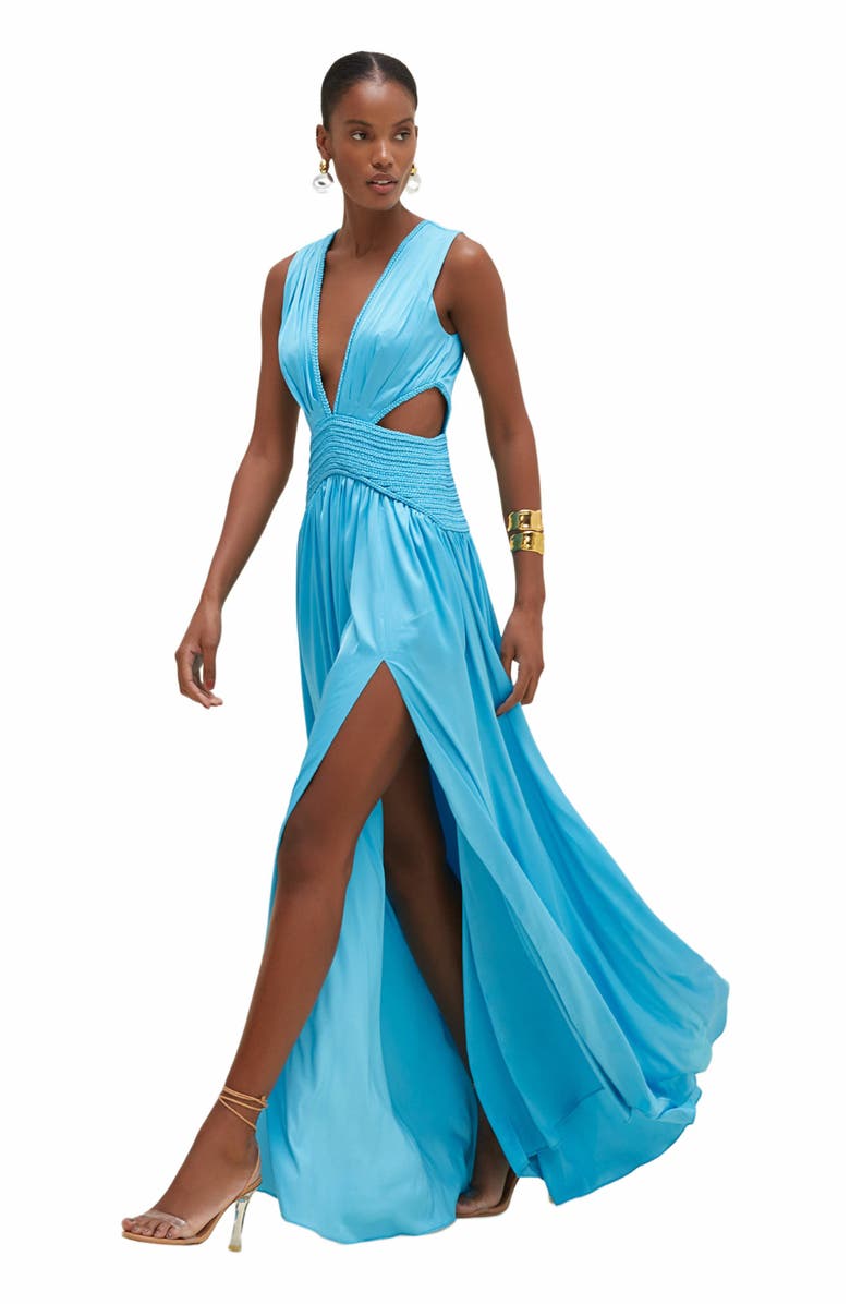 PatBO Satin Sunset Cut Out Gown, Alternate, color,