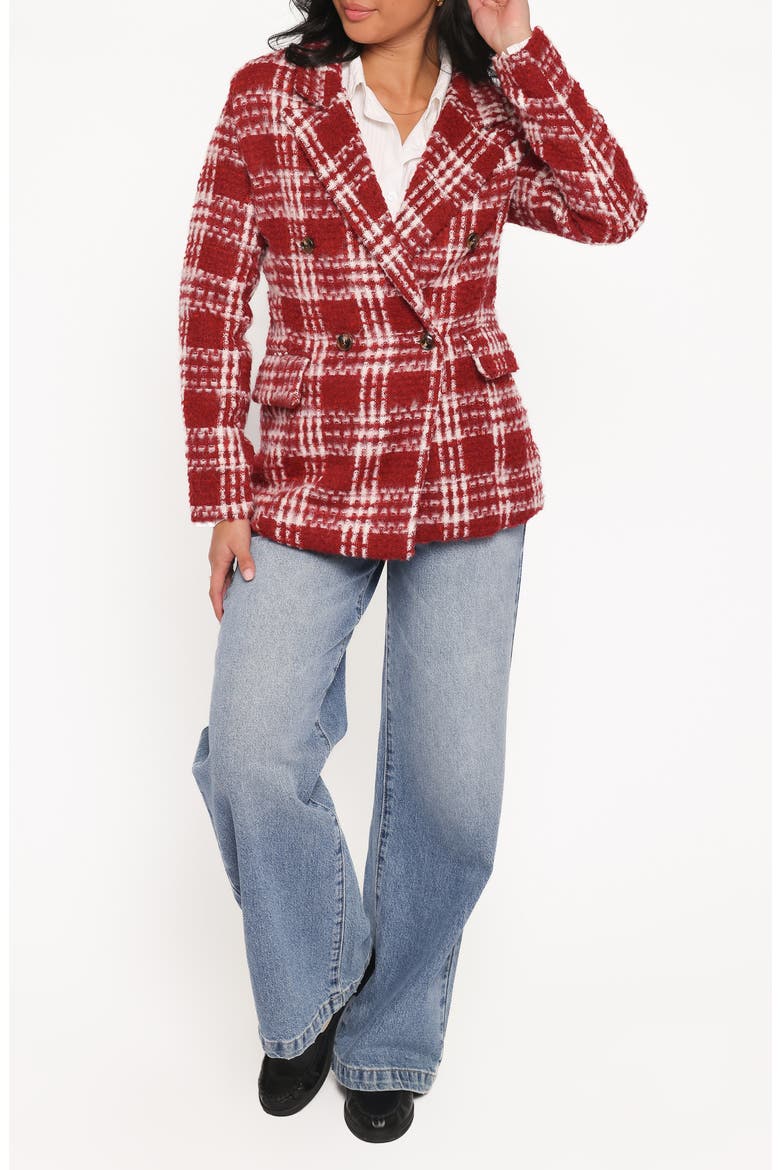 Juliette Plaid Bouclé Blazer, Alternate, color, RED