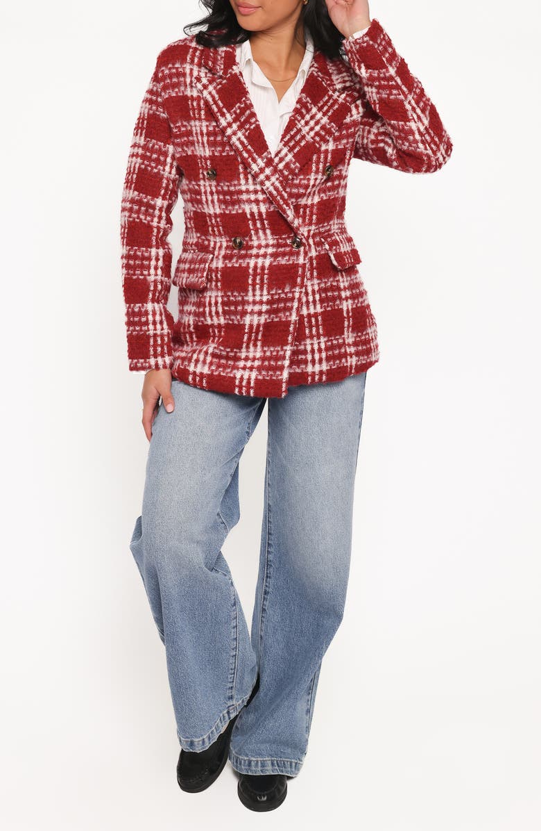 Petal & Pup Juliette Plaid Bouclé Blazer, Alternate, color, Red
