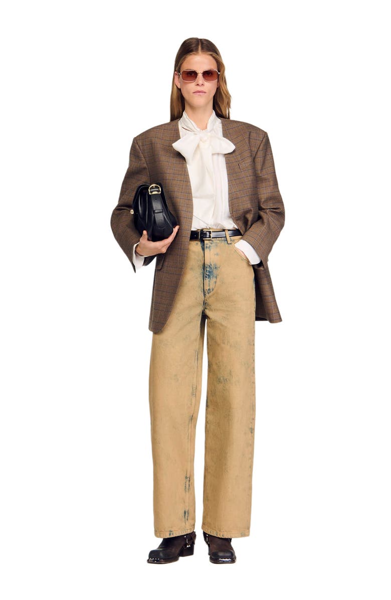 SANDRO Faded wide-leg jeans, Main, color, Beige