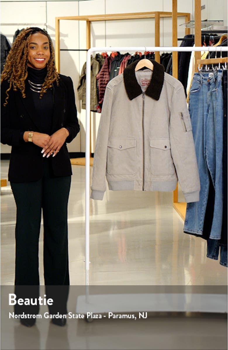Faux Suede Aviator Bomber Jacket with Removable Faux Shearling Collar, sales video thumbnail