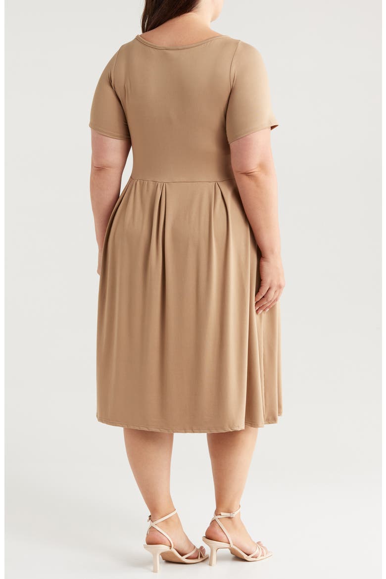 Stretch A-Line Midi Dress, Alternate, color, TAUPE