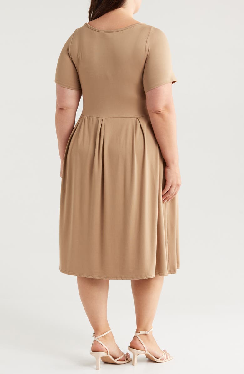 24seven Comfort Apparel Stretch A-Line Midi Dress, Alternate, color, Taupe