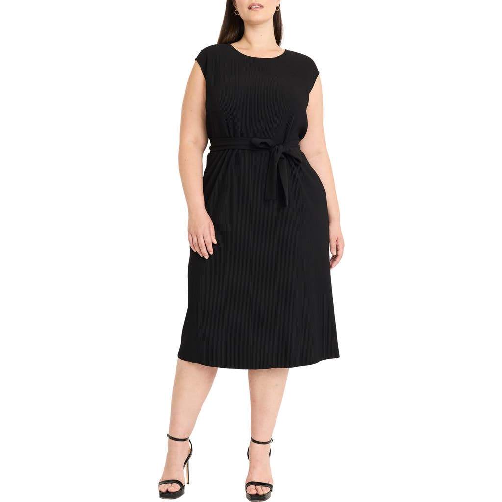 Maggy London Ribbed Midi Dress In Black