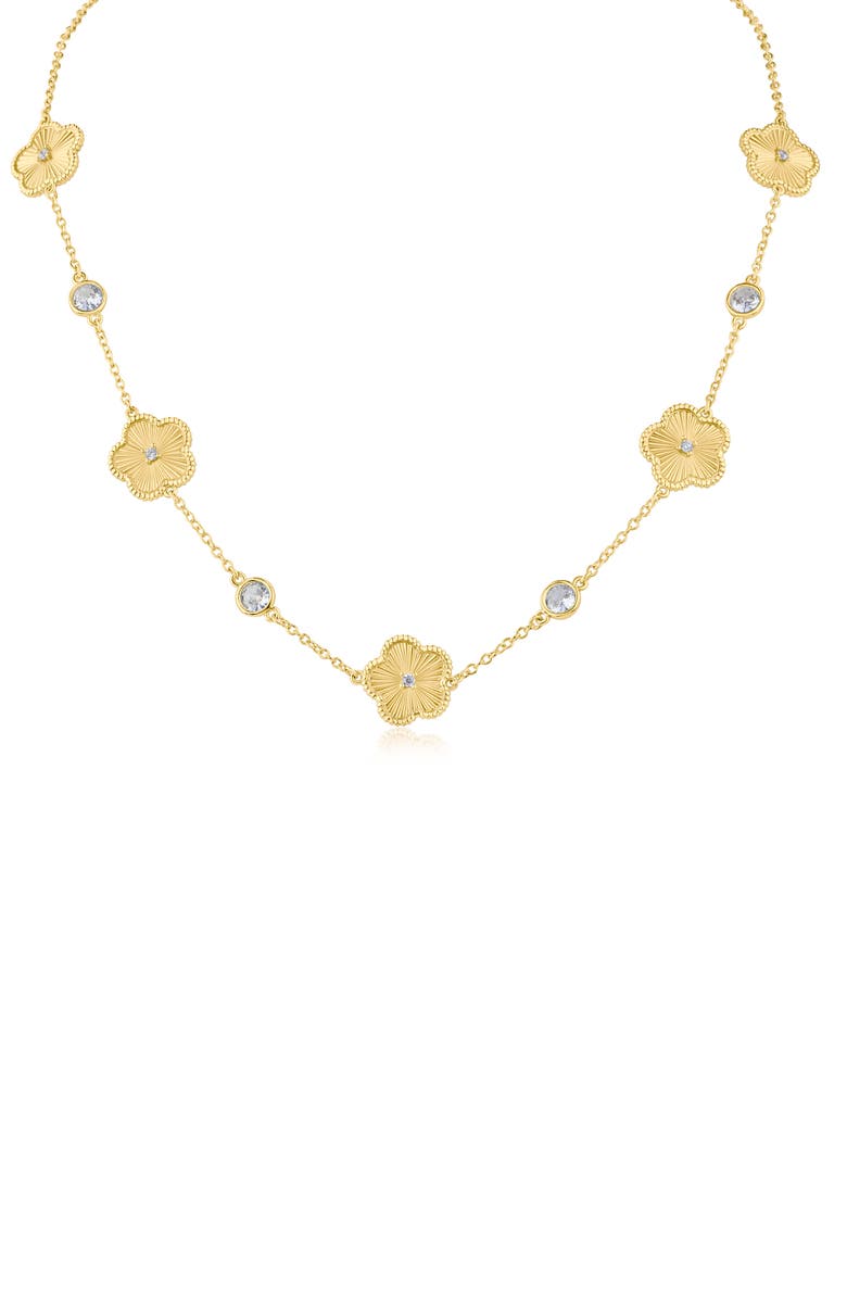 CZ by Kenneth Jay Lane Crystal & Clover Station Necklace, Main, color,