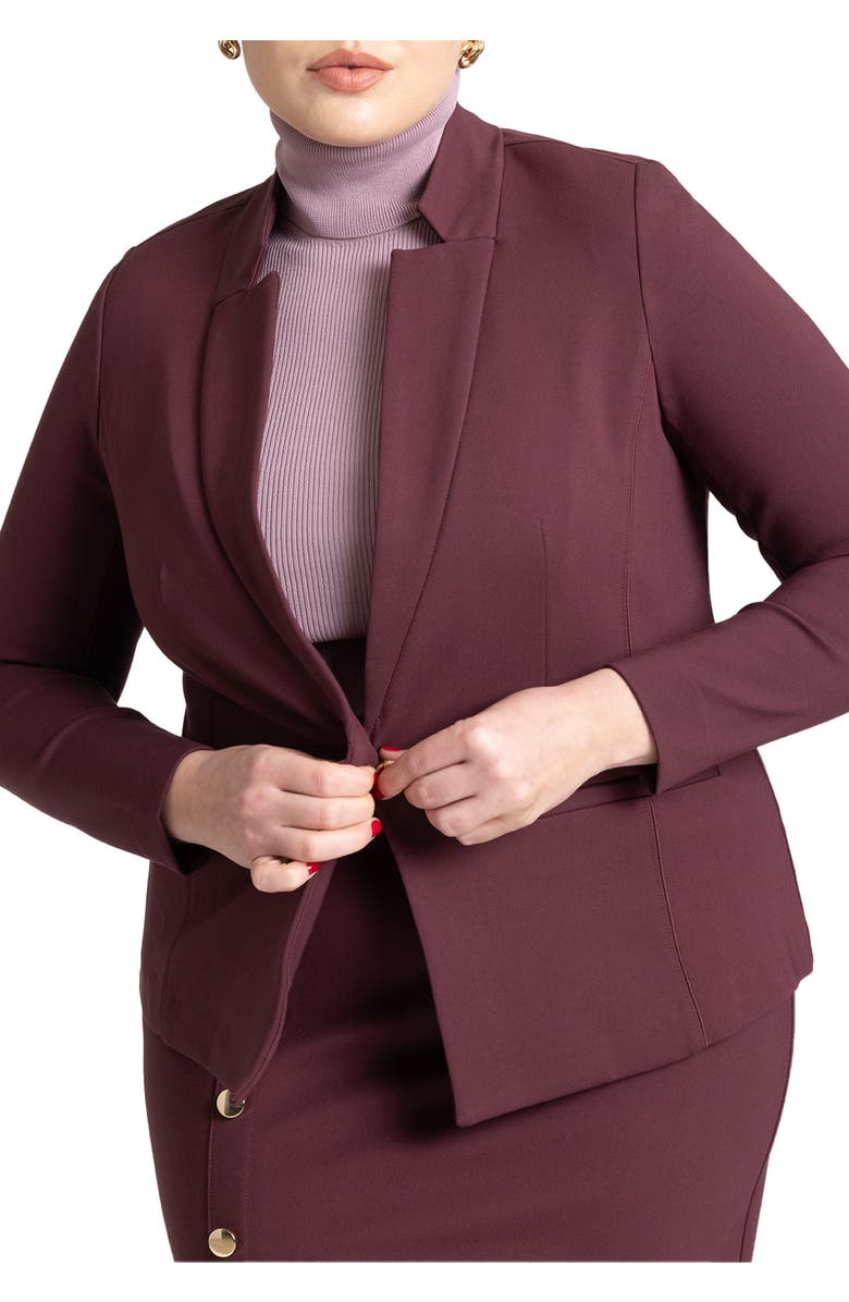 ELOQUII The Ultimate Stretch One Button Blazer, Main, color, Vineyard Wine