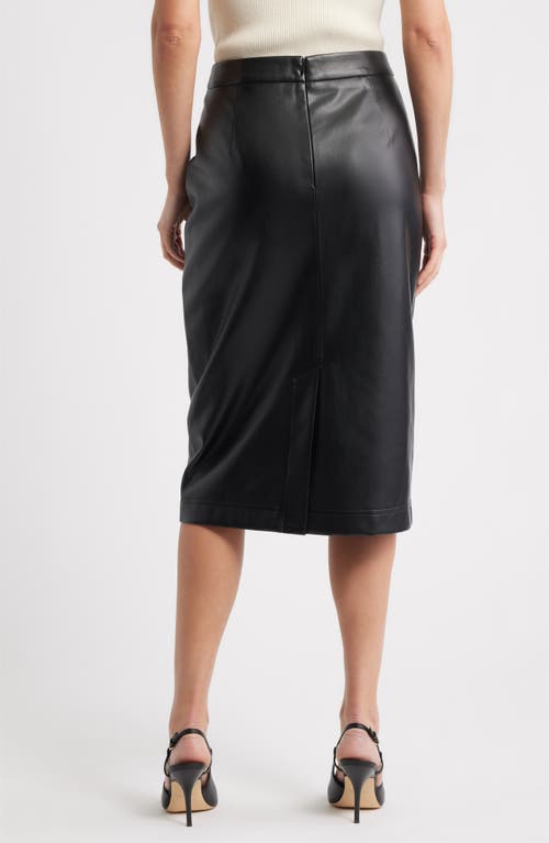 Elie Tahari The Emberly Faux Leather Midi Skirt In Black