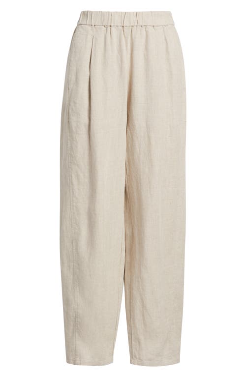 Eileen Fisher Cropped Organic Linen Lantern Pants In Undyed Natural