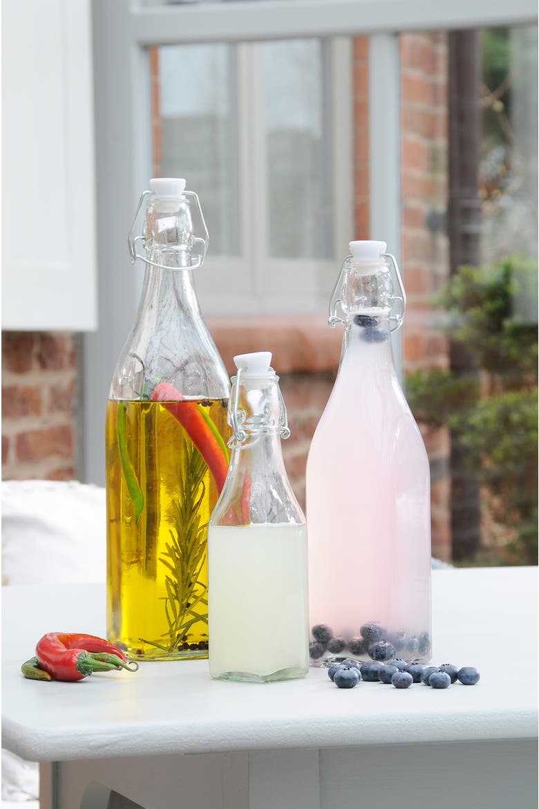 Square Swing Top Bottle, 9 Ounce, Alternate, color, Clear