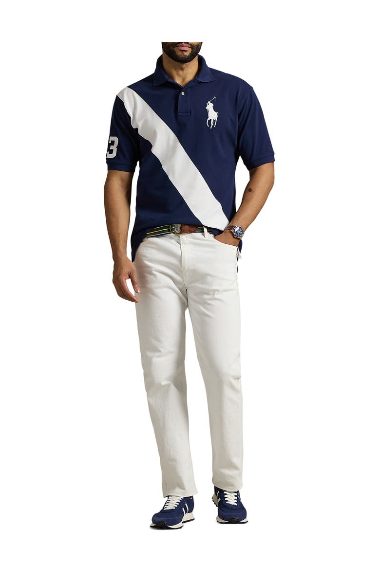 Polo Ralph Lauren Big & Tall Big Pony Mesh Polo Shirt, Alternate, color, Newprt Navy And Whte