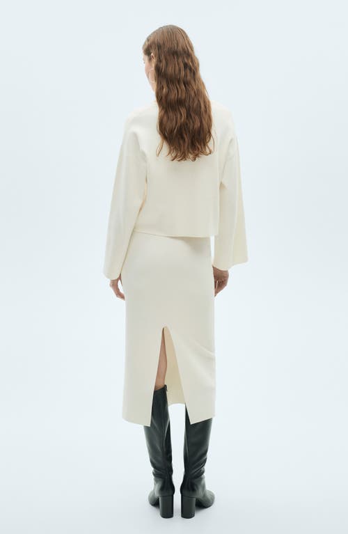 Shop Mango Fine Knit Midi Skirt In Ecru