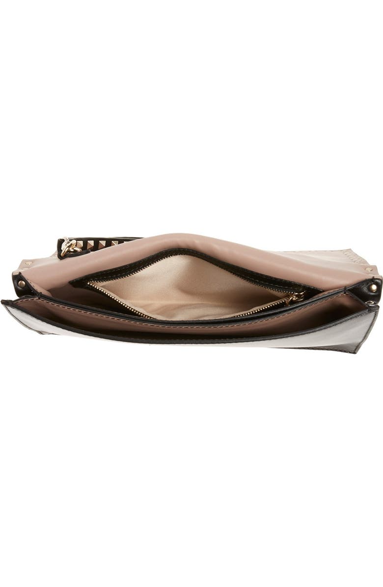 Valentino Garavani Rockstud Leather Flap Clutch, Alternate, color,