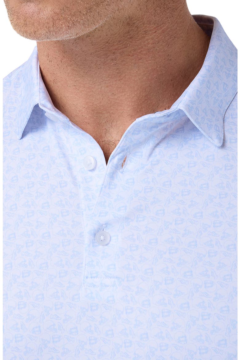 Halyard Trim Fit Short Sleeve Performance Button-Up Shirt, Alternate, color, CLOUD BLUE SUNDAY SCRIMMAGE