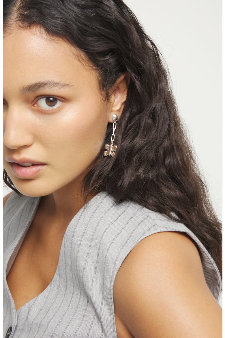 Long Butterfly Earrings in Silver-Tone, Alternate, color, Silver