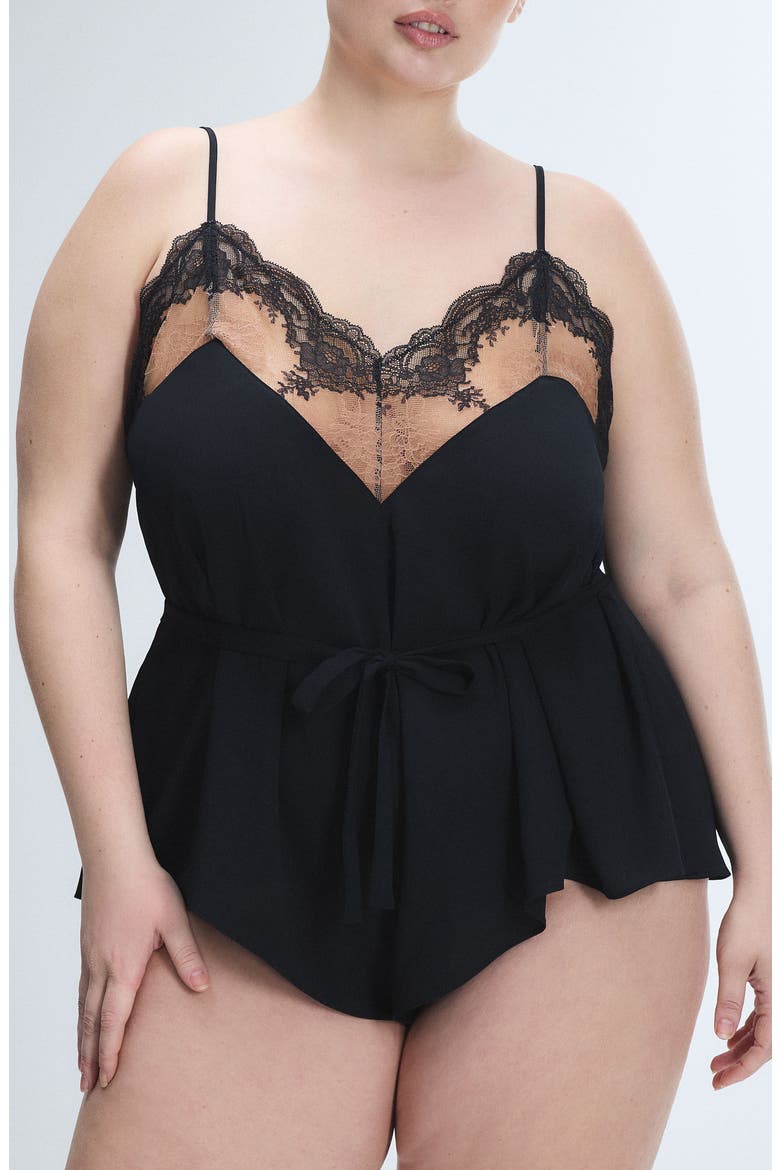 Lacestruck Sleep Romper, Alternate, color, TIRAMISU TAN/ BLACK CAVIAR
