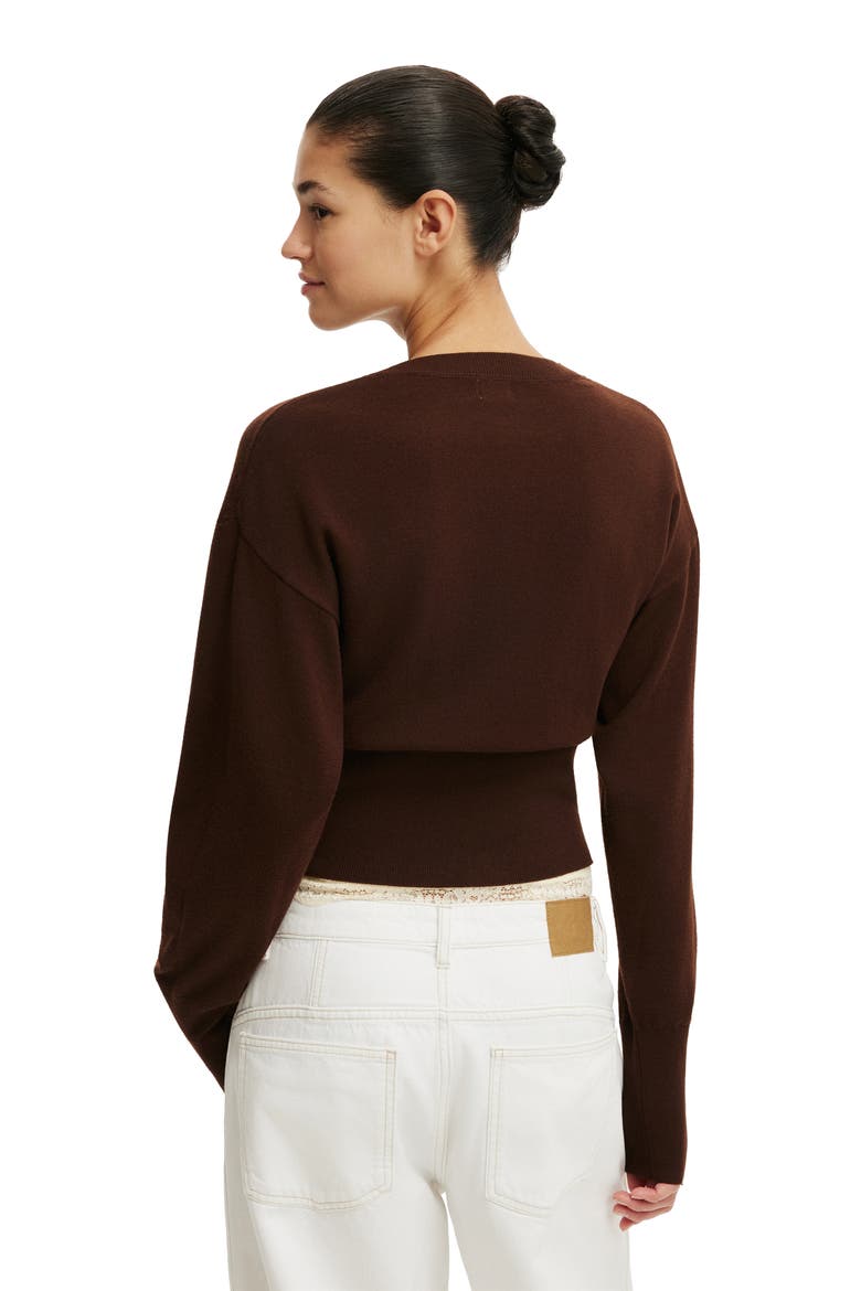 Women's Sara Button Cardigan, Alternate, color, Dark Oak