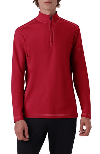 Bugatchi Quarter Zip Knit Pullover In Pink