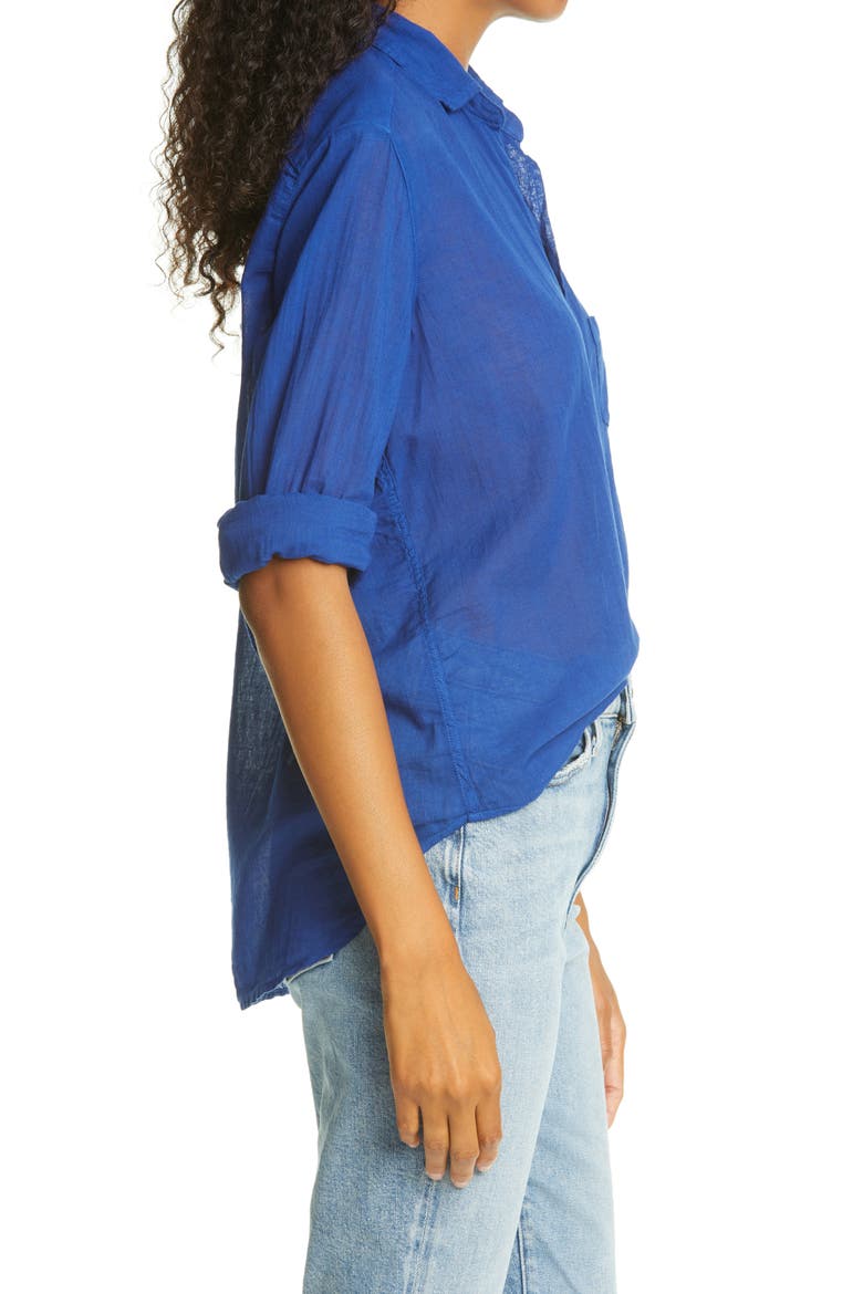 Eileen Tissue Button-Up Shirt, Alternate, color, COBALT VOILE