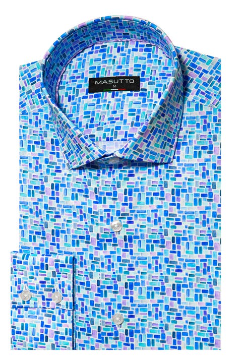 Napoli Print Button-Up Long Sleeve Shirt