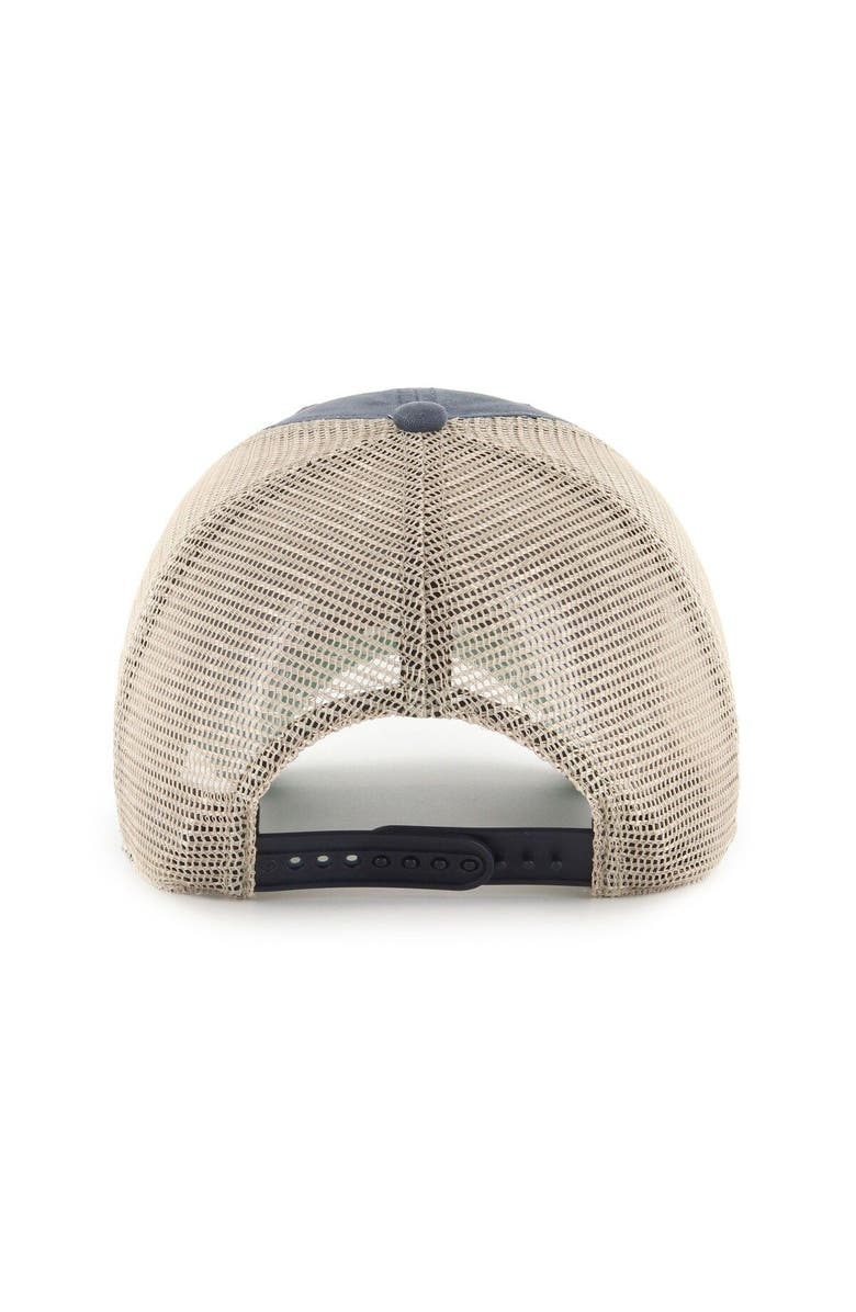 '47 Men's '47 Navy/Natural West Virginia Mountaineers Four Stroke Clean Up Trucker Snapback Hat, Alternate, color,