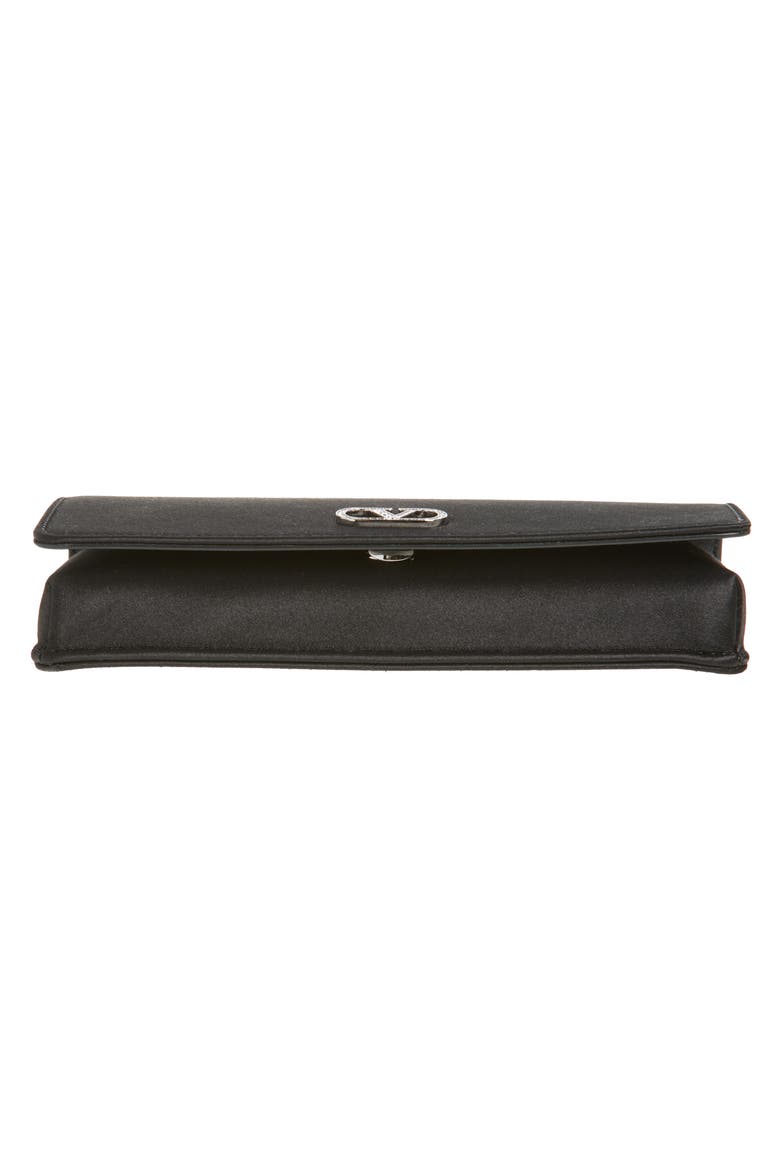 VLOGO Chain Strap Satin Wallet, Alternate, color, BLACK/ CRYSTAL