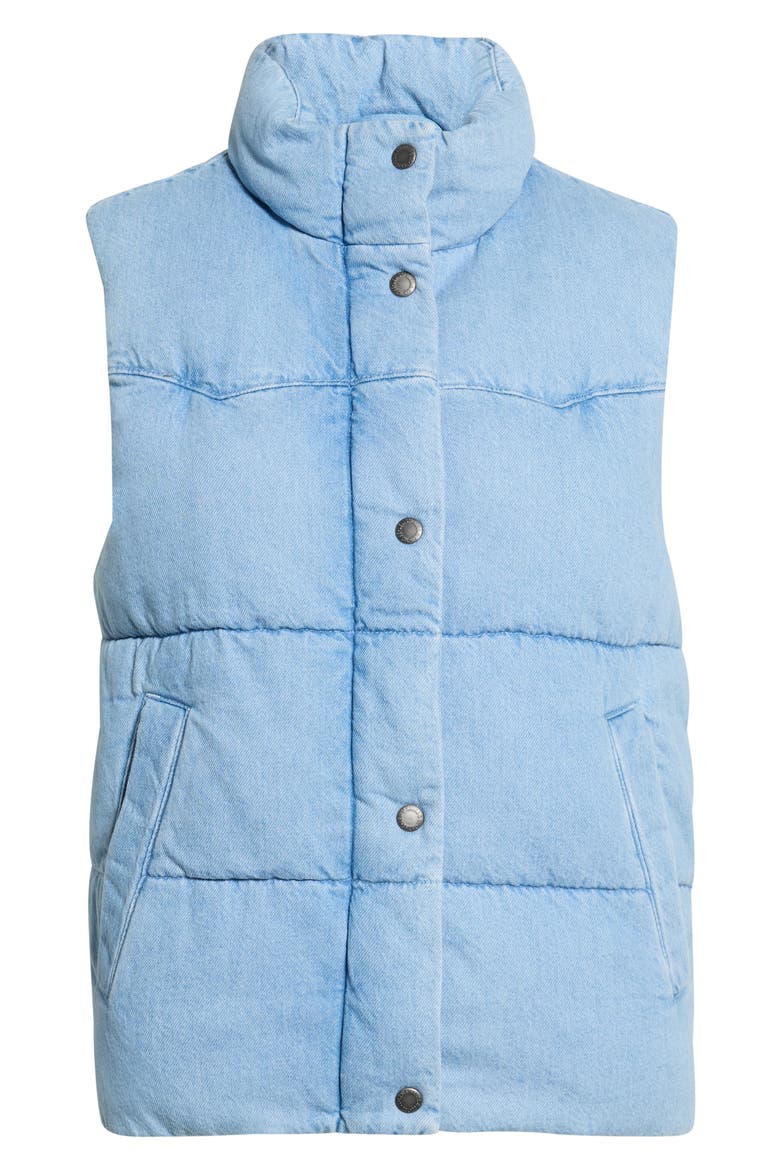 Western Denim Puffer Vest, Alternate, color, LIGHT WASH DENIM