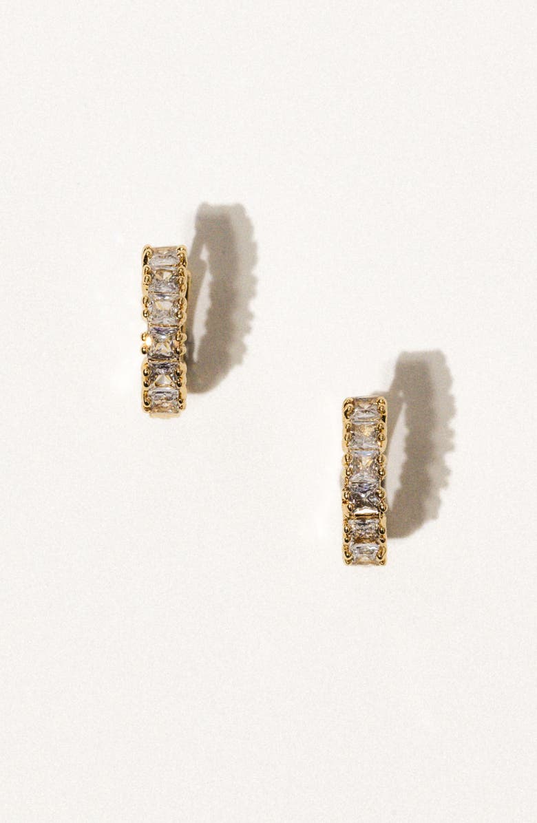 Child of Wild Venice Cubic Zirconia Huggie Hoop Earrings, Alternate, color, Gold