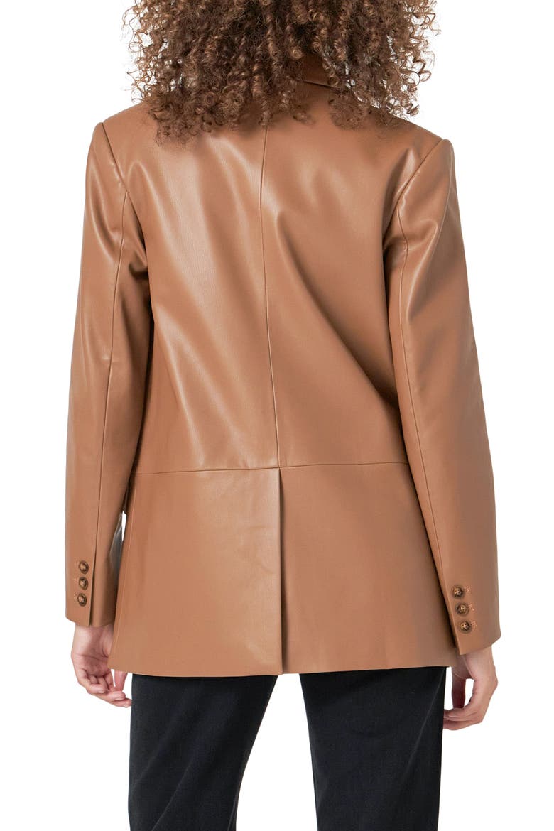 Faux Leather Blazer, Alternate, color, TEDDY