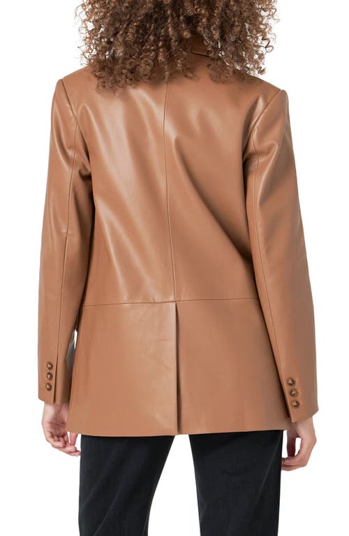 Endless Rose Faux Leather Blazer In Teddy