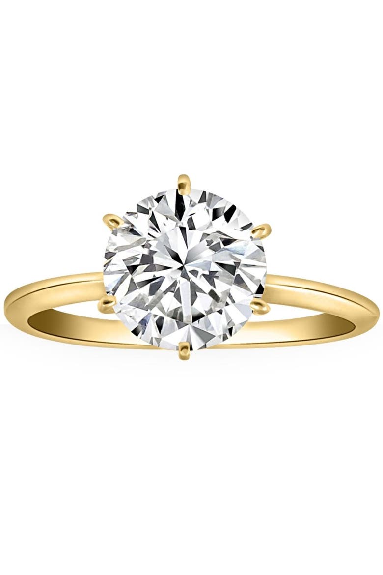 Certified 2 1/2CT Lab Grown Diamond Solitaire Thin Engagement Ring 14k Gold, Main, color, 14k Yellow Gold