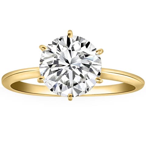 Certified 2 1/2CT Lab Grown Diamond Solitaire Thin Engagement Ring 14k Gold