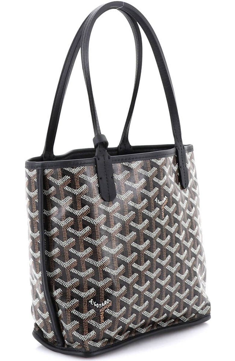 Pre-Owned Goyard Anjou Reversible Tote Coated Canvas Mini, Alternate, color, Black