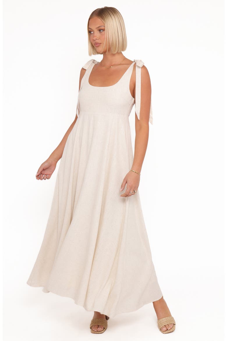 Valara Tie Shoulder Maxi Dress, Alternate, color, OATMEAL