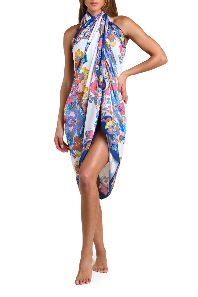 Butterfly High Cover-Up Sarong, Alternate, color, WHITE MULTI