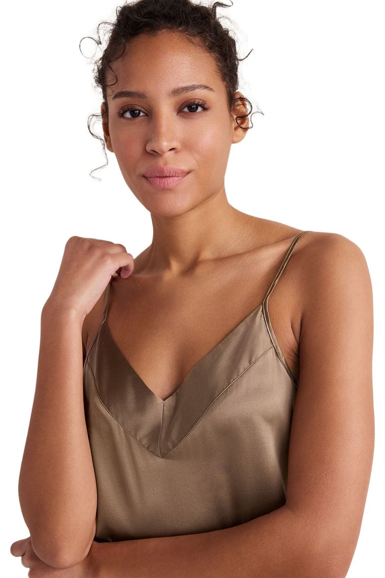 Washable Silk Double V Sleep Cami, Main, color, Sugar Chestnut